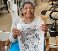 Aravilla resident Cristina with her caricature