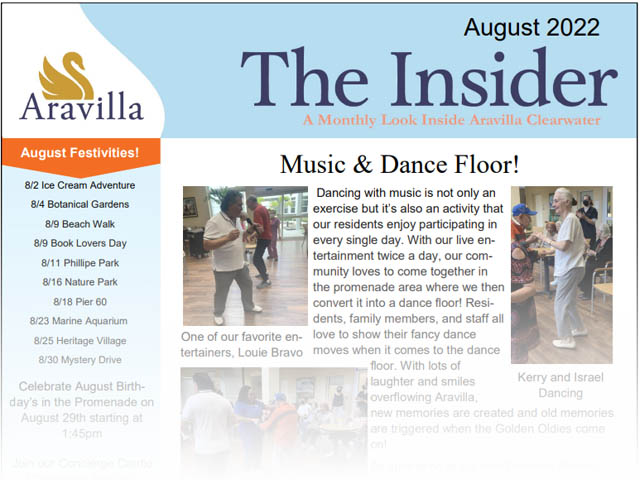 memory care newsletter August 2022